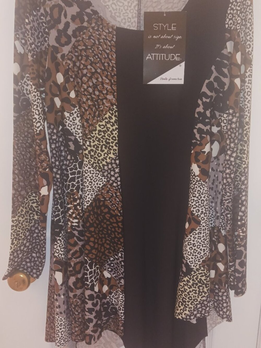 Attitudes by Renee Multicolor Animal Print Tunic with Shark Bite Hem